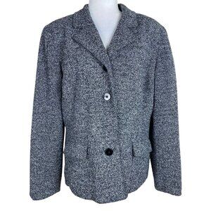 VINTAGE Madrigano Suits Black Tweed 4-Button Blazer Jacket Women's Size 16
